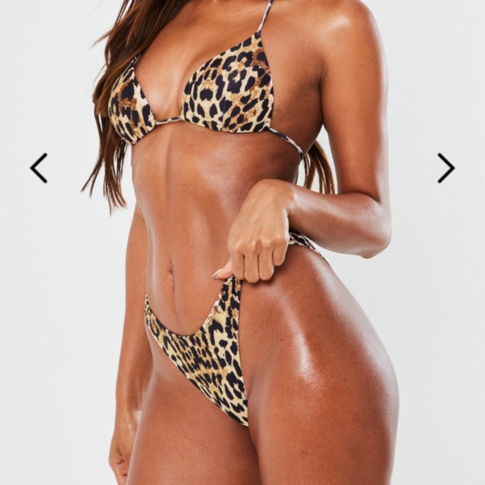 Leopard high leg bikini bottoms